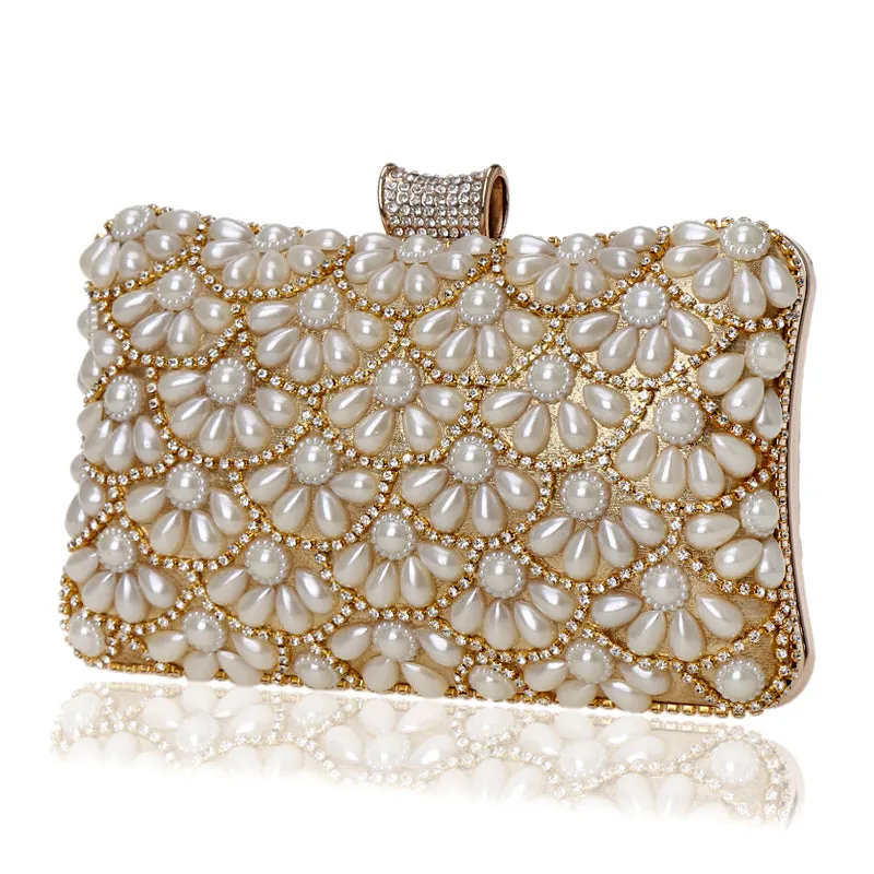 Women's Fashion Crystal Beaded Clutch Bags -Red,Black,White,Gold,Blue,Silver,Black