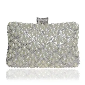 Women's Fashion Crystal Beaded Clutch Bags -Red,Black,White,Gold,Blue,Silver,Black