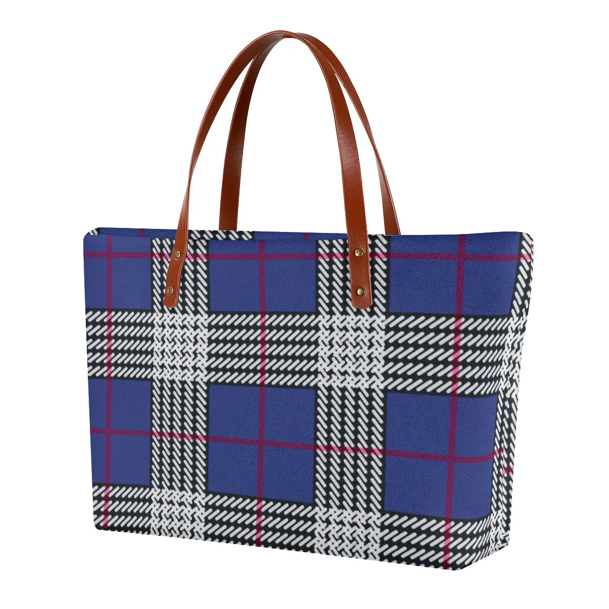 Women's Tote Bag | Diving Cloth130 blue plaid print
