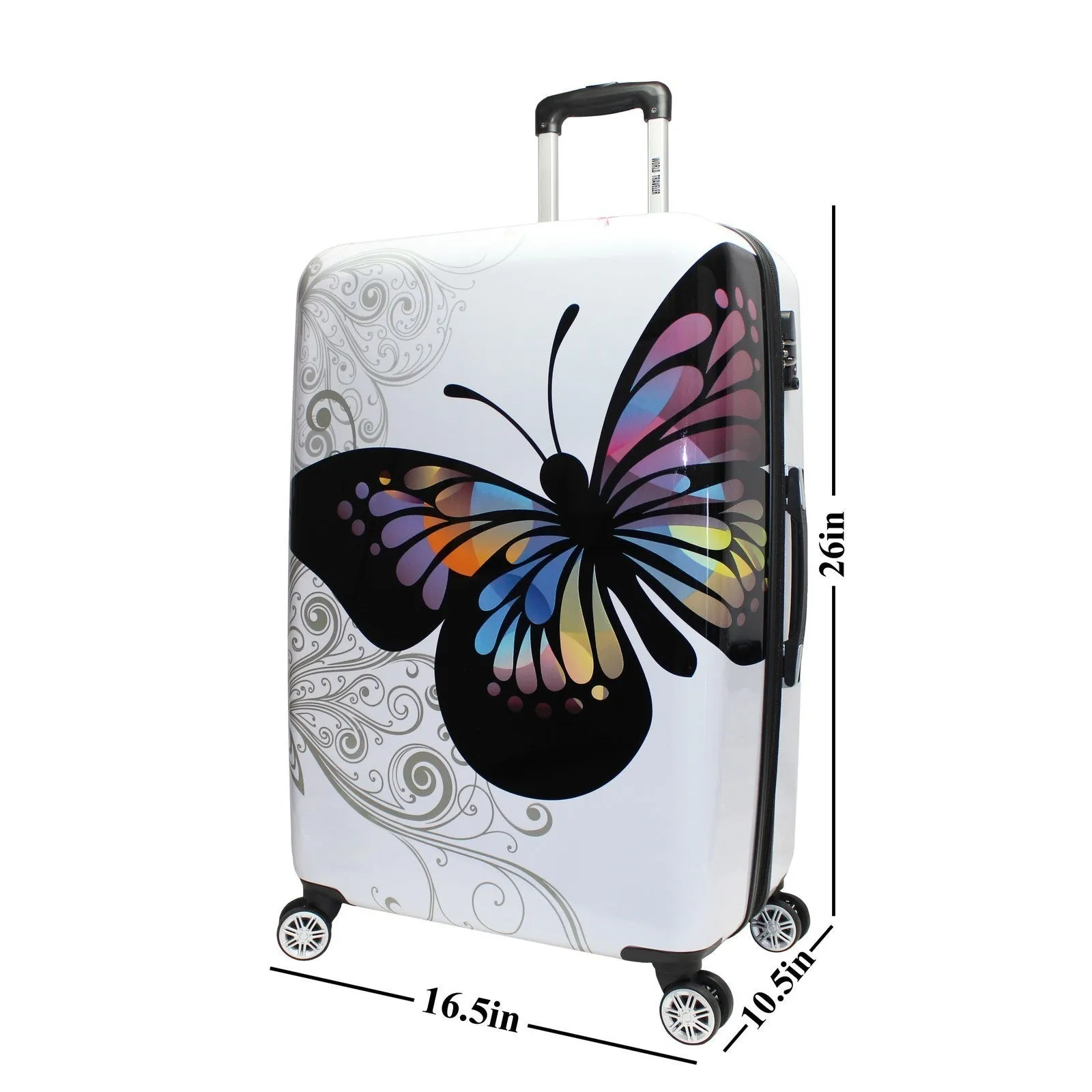 World Traveler Butterfly 3-Piece Hardside Expandable Spinner Luggage Set
